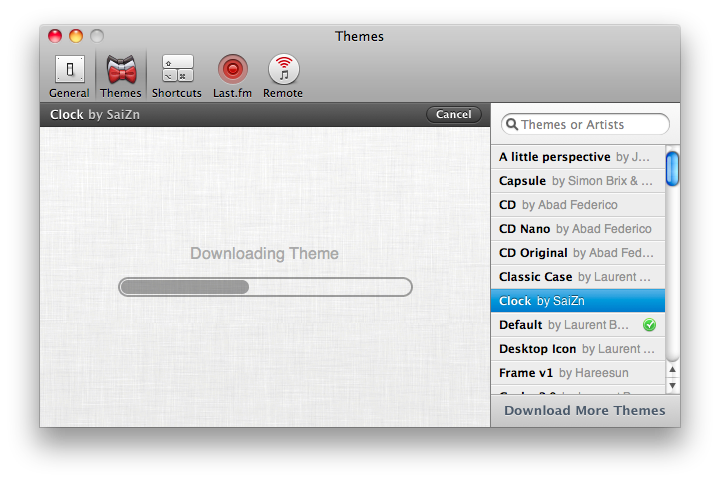 An example of what a theme looks like when it's installing